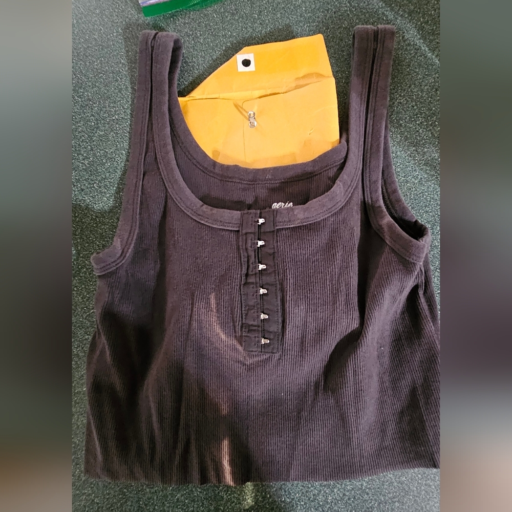 Aerie Charcoal Ribbed Tank Top